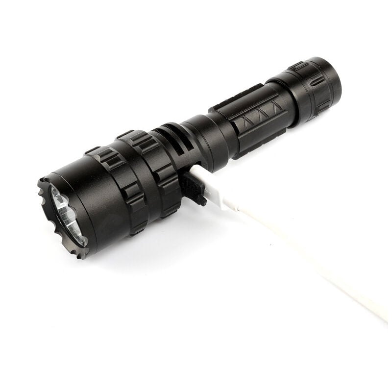 Alovez - Lampe de poche à lumière forte rechargeable par usb en alliage d'aluminium extérieur L2, lumière concentrée et longue durée