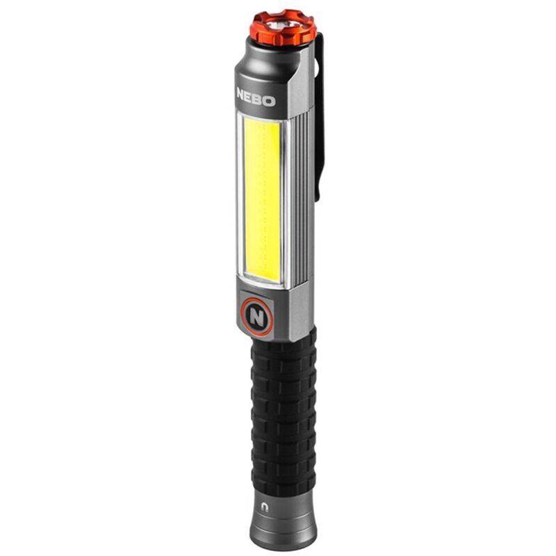 Nebo - Big Larry Light de work de 3, torche de 600 lumens con light de work cob, base magnétique de clip de poche pour un éclairage mains libres,