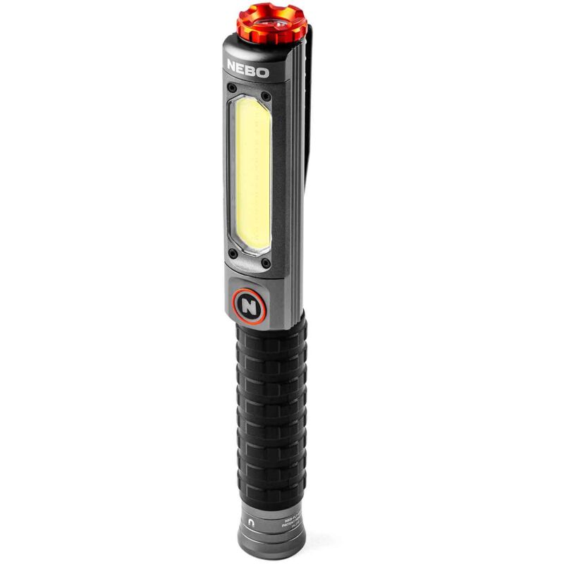 Nebo - Big Larry 3 Stealth - Light de travail, torche de 600 lumens con lumière de travail cob, base magnétique de clip de poche pour un éclairage