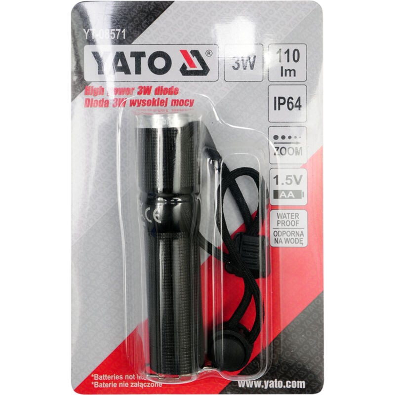 Yato - YT-08571 torche de métal avec diode cree, noir