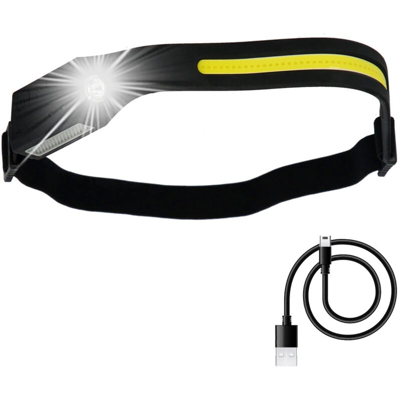 Wolfpack - Lampe de poche frontale led à tête réglable 350 lumens, 4 modes, bandeau réglable, batterie rechargeable avec capteur de mouveme