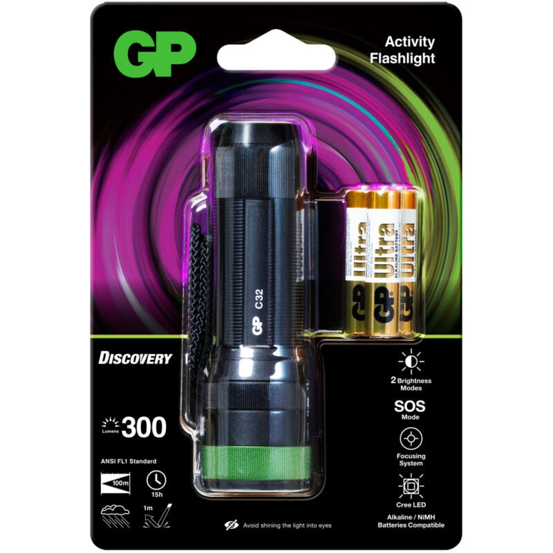 Gp Batteries - gp discovery GPDISFLC32BK874 led lampe de poche à pile(s) 300 lm 15 h 120.5 g
