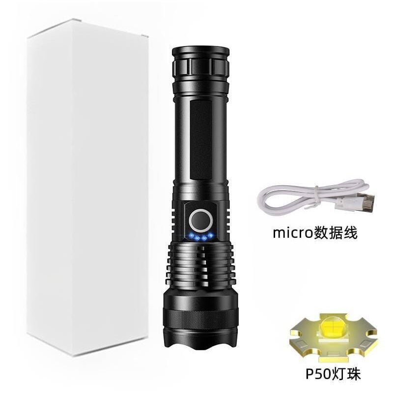 Lampe de poche led 20 000 lumens rechargeable, extrêmement lumineuse avec 5 modes d'éclairage, lampe de poche tactique zoomable étanche IP65, piles