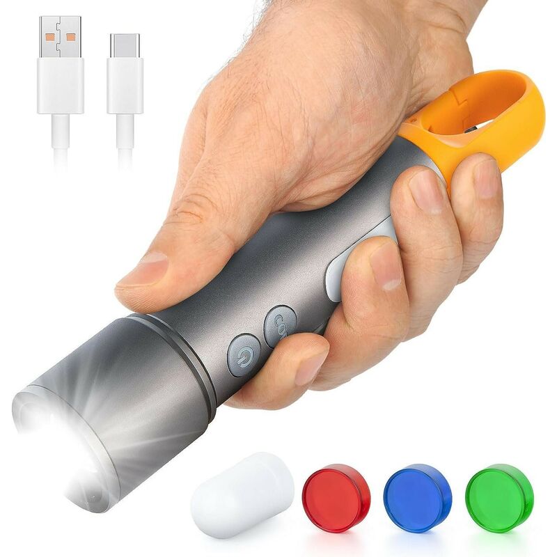 Kinsi - Lampe de poche led, 9 modes d'éclairage, IP65 étanche