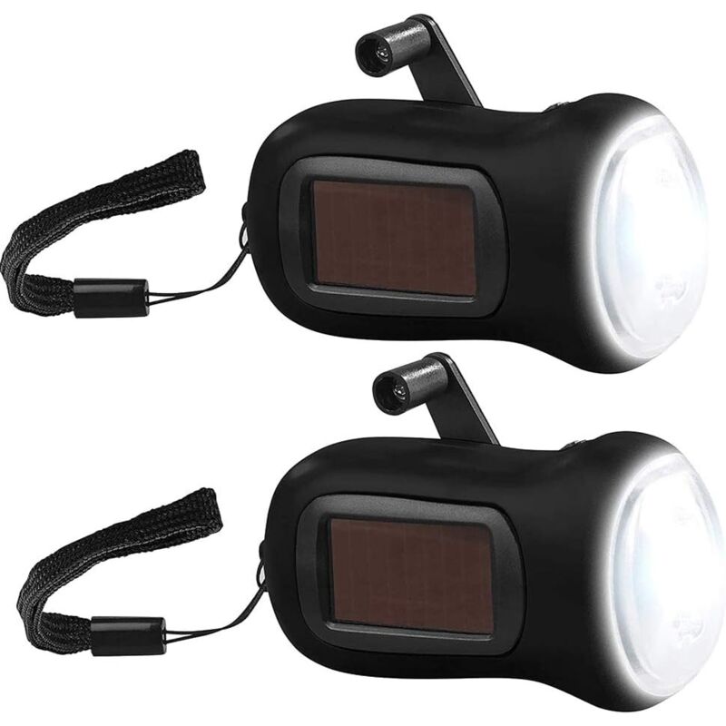 Lampe de poche LED, lampe de poche solaire et portative, lampe de poche d'urgence, lampe torche, randonnée, voyage, camping, lampe de poche (2 pièces)