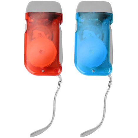 Lampe de poche LED manuelle à manivelle pour urgences, mini torche extérieure (rouge et bleu)