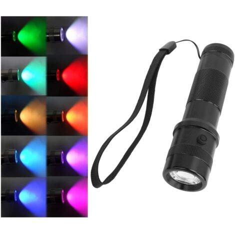 Lampe De Poche LED Multicolore,10 Couleurs,Alliage D'aluminium,Lampe De Poche Multicolore RGB Pour le Camping, les Voyages En Famille Et L'extérieur,Lampe torche pour scène