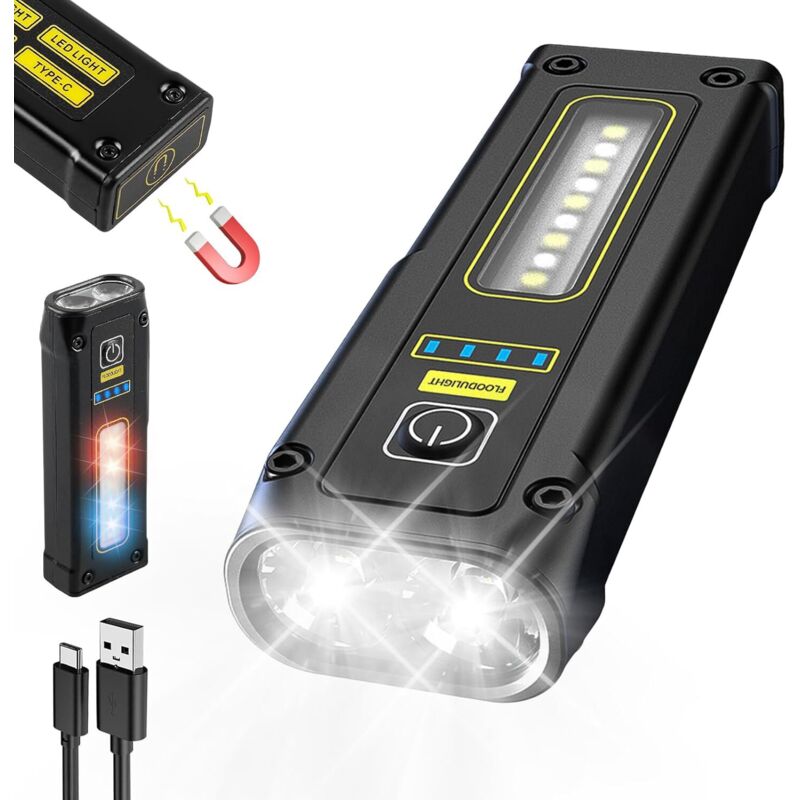 Lampe de Poche LED, Noir Lampe Torche LED, Lampe de Poche LED Lurgence, Lampe de Poche pour le Camping, la Randonnée, Multifonction Lampe Torche