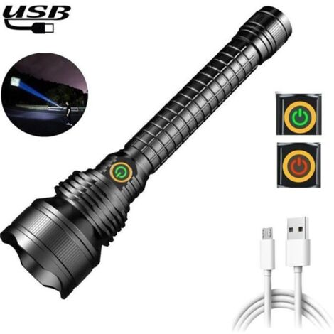 Lampe de Poche LED P50 - Ultra Puissante - Rechargeable USB - 5 Modes - 9000 Lumens - 500M - IPX5 étanche