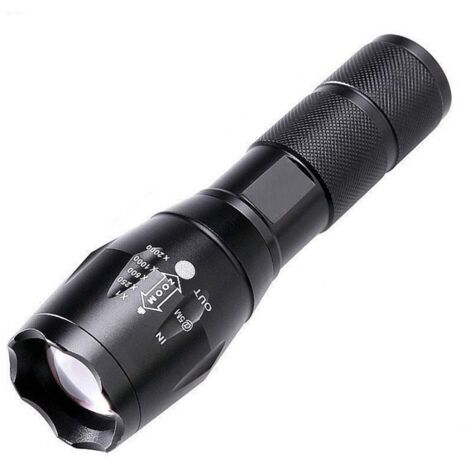 Lampe de Poche LED Professionnelle Puissante 6000 Lumens,Lampe Torche LED Haute Puissance avec Batterie Rechargeable,5 Modes, Zoomable,Étanche IP65,pour la Randonnée en Plein Air, le Camping