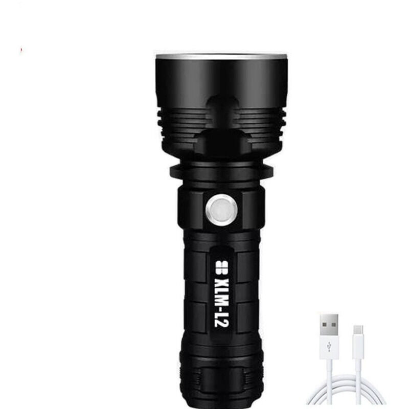 Lifcausal - Lampe de poche led rechargeable à haute luminosité, 10 000 lumens, lampe de poche tactique à main, zoomable, 3 modes, résistante à l'eau