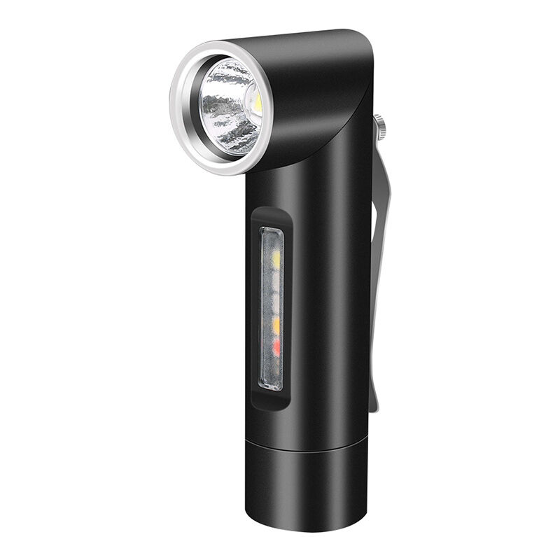 Lampe de poche LED rechargeable avec aimant, rotative à 90 °, lampe de travail magnétique avec port de charge de type C, super lumineuse, noire