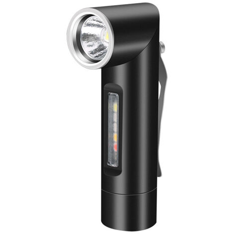 Lampe de poche LED rechargeable avec aimant, rotative à 90 °, lampe de travail magnétique avec port de charge de type C, super lumineuse, noire