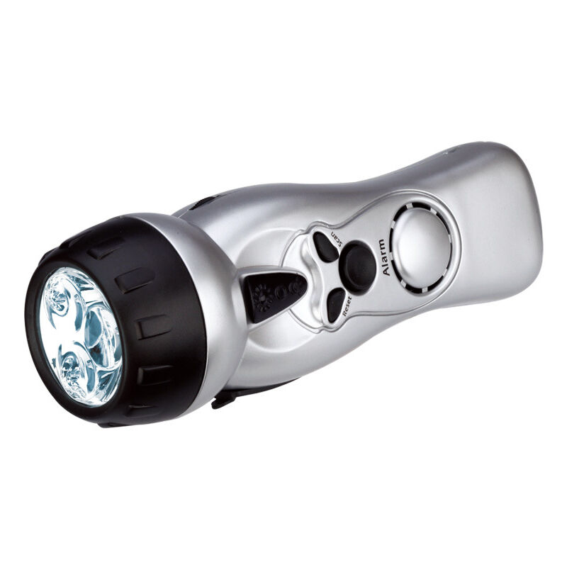 Lampe de Poche led Rechargeable Lampe de Poche multifonctionnelle avec Alarme de Charge à manivelle Radio Camping Torche extérieure pour Usage