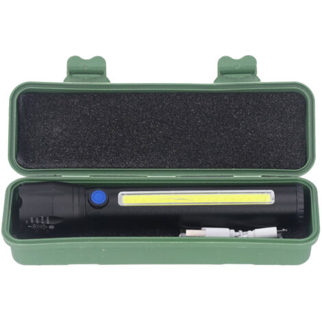 Lampe de Poche LED Rechargeable USB, Zoom Télescopique, Haute Puissance, Portée Longue, Lumière Intense, pour Extérieur et Urgence