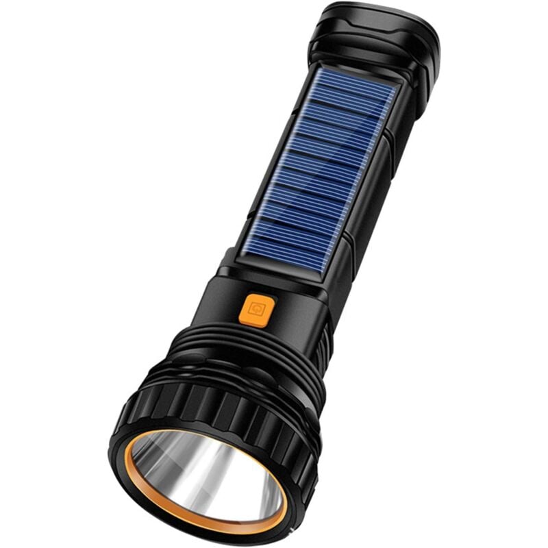 Lampe De Poche LED Solaire Rechargeable Multifonction 1000 Lumens Avec Lumière Stroboscopique D'urgence Et Batterie 1200 Mah, Alimentation D'urgence