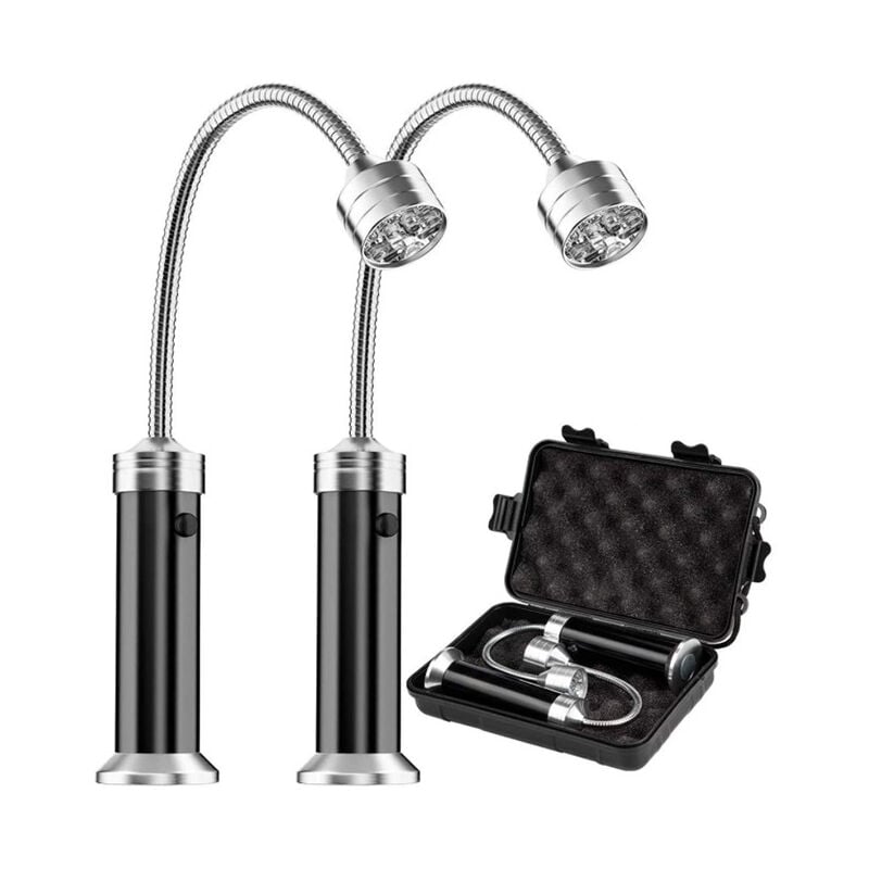Lampe de poche magnétique pliable à 9led, 2 pièces, tuyau d'éclairage pour barbecue, lampe de travail pour réparation, lumière d'aspiration magnétique