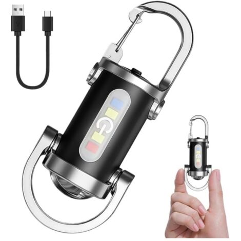 Lampe de Poche Rechargeable, Lampes Porte-Clés, Mini Lampe Torche étanche, 7 Modes, Petit et Portable, Pour Randonnée,Travail Nuit et Activités Extérieures [Classe énergétique A+++]