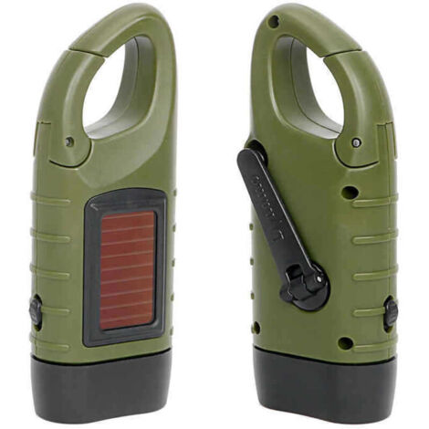 Lampe de poche solaire à LED et manivelle rechargeable, éclairage d'urgence pour activités de plein air [Classe d'efficacité énergétique A+++]