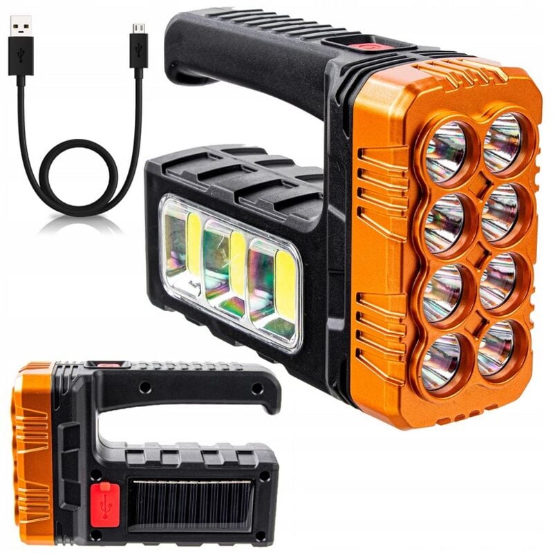 Lampe de poche solaire LED, projecteur POWERBANK, batterie USB