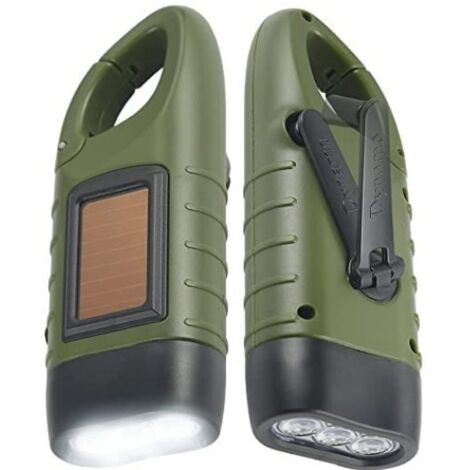 Lampe de Poche Solaire Lot de 2 Torche LED Solaire & Manivelle Flashlight Rechargeables Les Activité en Plein Air Lampe d'urgence
