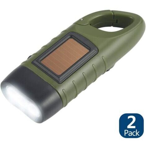 Lampe de Poche Solaire Lot de 2 Torche LED Solaire & Manivelle Flashlight Rechargeables Les Activité en Plein Air Lampe d'urgence