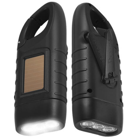 Lampe de Poche Solaire Lot de 2 Torche LED Solaire & Manivelle Flashlight Rechargeables Les Activité en Plein Air Lampe d'urgence [Classe énergétique A+++]