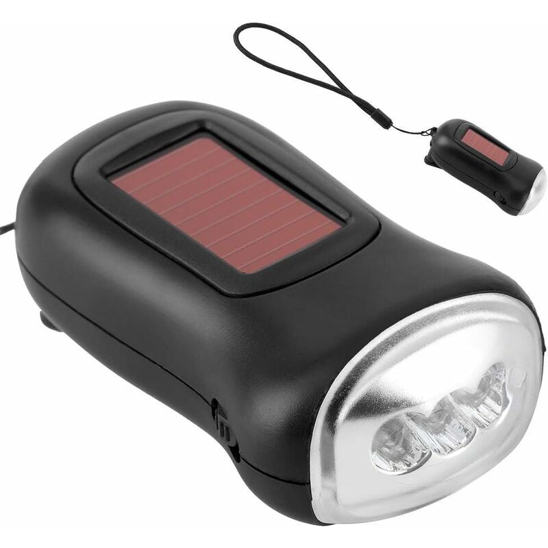 Lampe de poche solaire, manivelle Lampe de poche rechargeable à énergie solaire Générateurs manuels Lampe de poche d'urgence Torche dynamo d'urgence