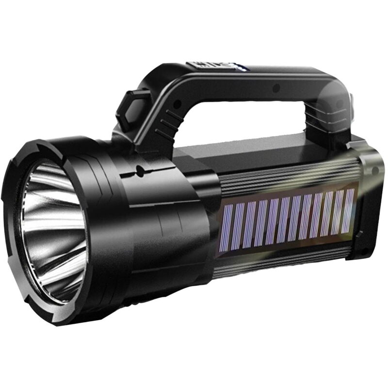 Lampe de poche solaire, projecteur de recherche, charge, lumière puissante et portable