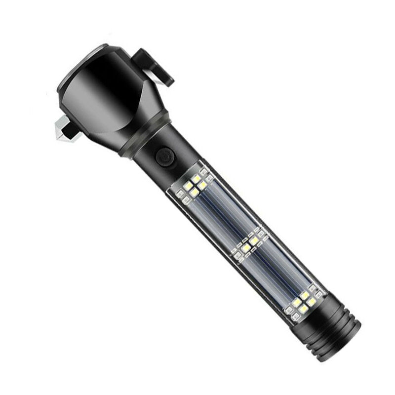 Yoyo - Lampe Torche Solaire Rechargeable avec Alarme, Boussole, Couteau et Marteau Magnétique