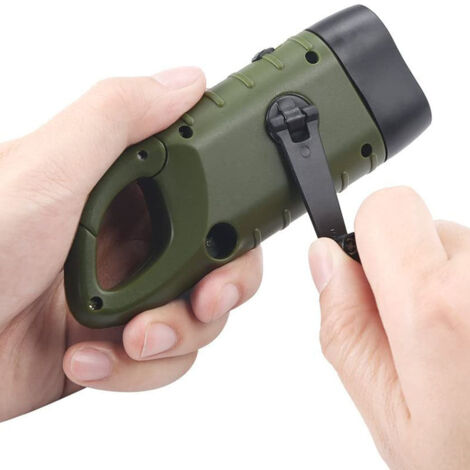 Lampe de poche solaire rechargeable (paquet de 2), lampe de poche à manivelle avec générateur de lumière de secours LED avec mousqueton, adaptée à la randonnée, aux voyages, au camping, à l'alpinisme,