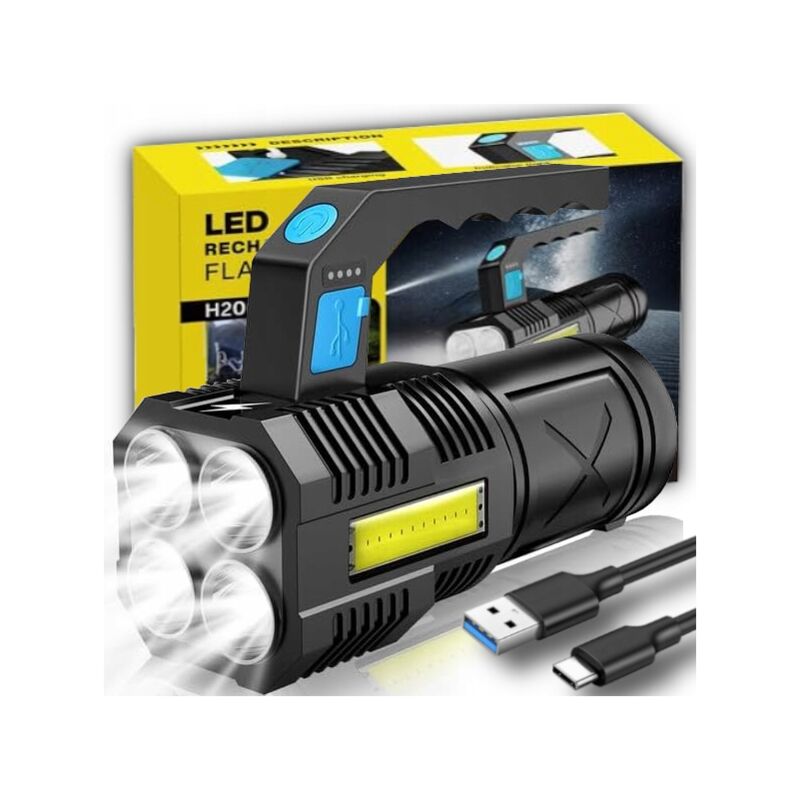 LAMPE DE POCHE TACTIQUE À LED TRÈS PUISSANTE 4Ah 500M BATTERIE DE RECHERCHE PÊCHE