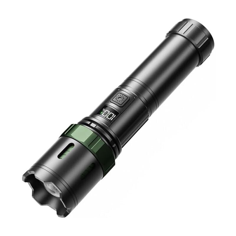 Lampe de poche tactique LED professionnelle, rechargeable, zoom mécanique, lumière laser blanche, affichage numérique (cercle vert M1 - laser blanc