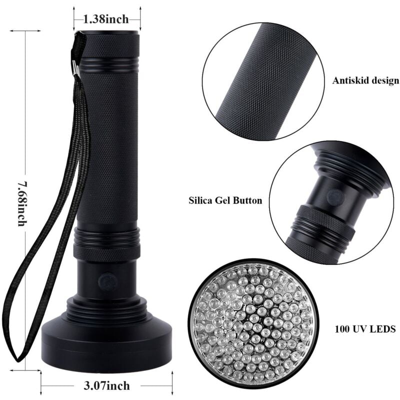 Lampe de poche uv avec 100 led