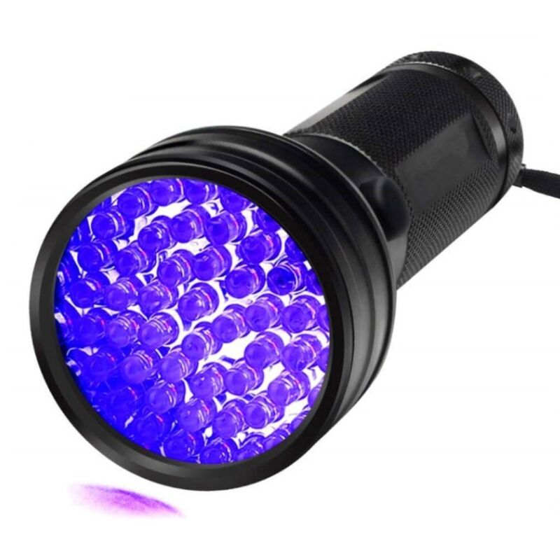 Lampe de poche violette 51 led 395nm Détecteur de lumière noire uv pour urine de chien, taches d'animaux et punaises de lit (boîte blanche)