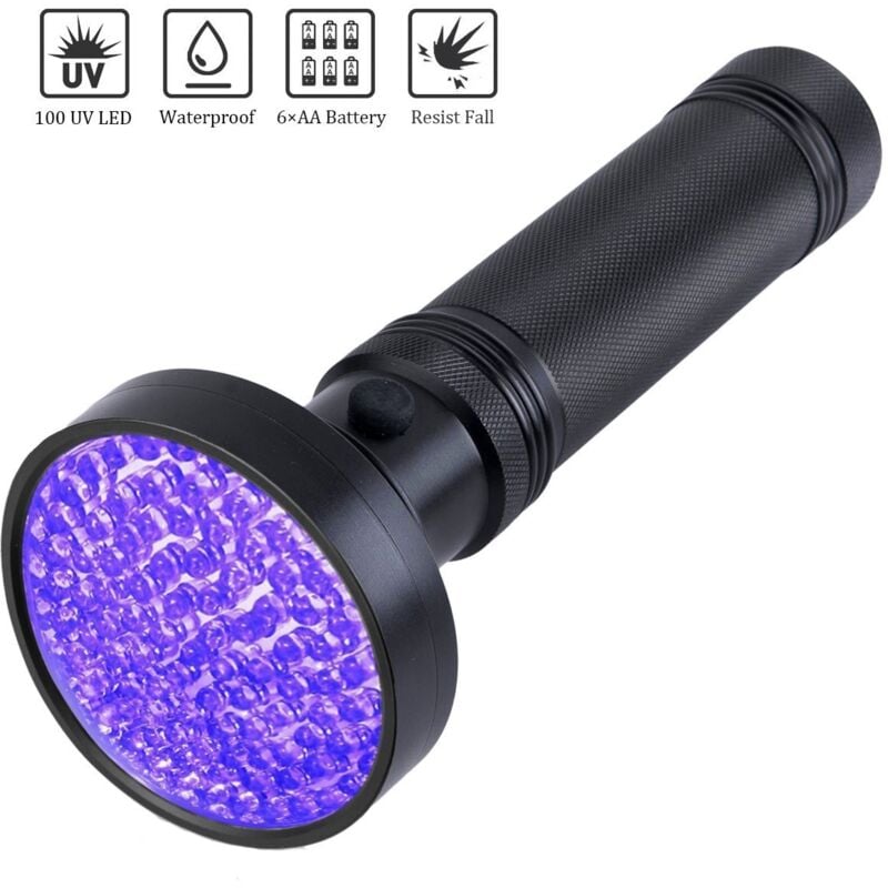 Alovez - Lampe de poche violette uv 100 lampes Lampe de détection d'agent fluorescent