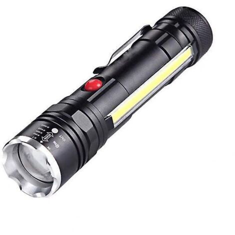 lampe De Poche Zoom T6 Pour L'extrieur, Rechargeable Par Usb, Lampe De Travail Longue Distance Avec Pince Aimante