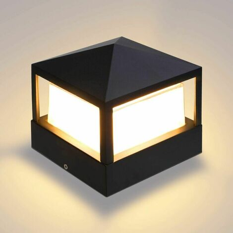 Lampe de Poteau Lampe Pilier Portail Lampe D'extérieur lumière colonne lampe Villa IP65 étanche Aluminium jardin paysage pelouse porte clôture entrée lumièr, Blanc Chaud