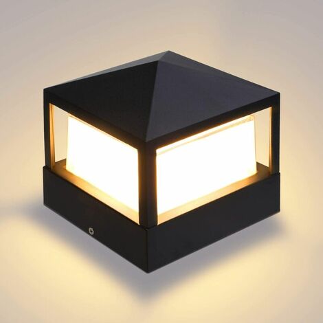 Lampe de Poteau Lampe Pilier Portail Lampe D'extérieur lumière colonne lampe Villa IP65 étanche Aluminium jardin paysage pelouse porte clôture entrée lumièr, Blanc Chaud