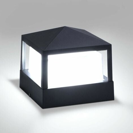 Lampe de Poteau Lampe Pilier Portail Lampe D'extérieur lumière colonne lampe Villa IP65 étanche Aluminium jardin paysage pelouse porte clôture entrée lumièr, Blanc Froid [Classe énergétique A++]