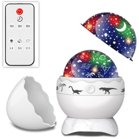 Lampe de projecteur de ciel étoilé d'oeuf de dinosaure, lampe de ciel étoilé de cadeau d'anniversaire de chambre à coucher - blanc