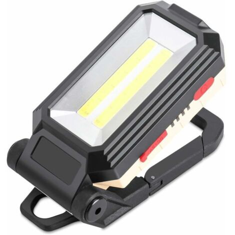 Lampe de projection LED rechargeable avec socle magnétique et crochet de suspension – 4 niveaux de luminosité, angle d’inclinaison réglable jusqu’à 180° – idéale pour chantiers, réparations, camping e