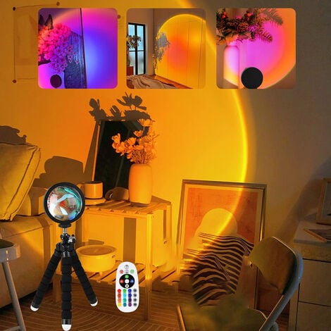 FVBJD Lampe de projection Smart 16 couleurs LED Sunset APP et télécommande noir