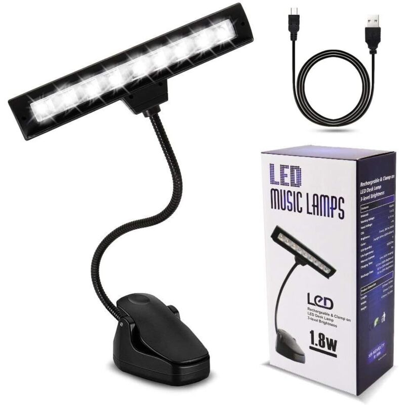 Lampe de pupitre 3 températures de couleur 9 modes dimmables Lampe de chevet piano DJ Câble de charge USB