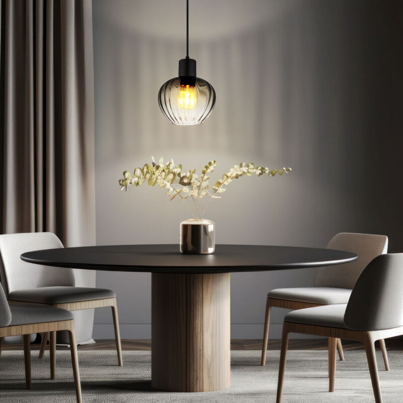 Nowa - Lampe de salle à manger Lampe suspendue Lampe de salon noire Verre fumé E27