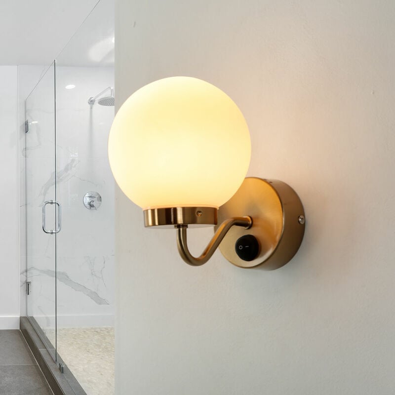 Licht-erlebnisse - Lampe de salle de bain IP44 avec interrupteur en laiton blanc
