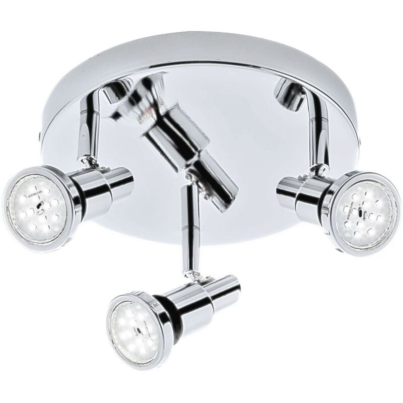 Plafonnier led Spot Briloner leuchten flamo, 4,8 w, 400 lm, IP44, chrome, métal, incl., 3x GU10, ø 21 cm