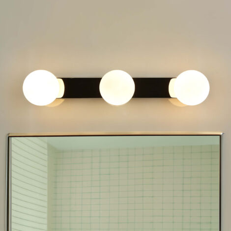 Lampe de salle de bain Miroir Abat-jour sphérique Verre Métal L:42cm