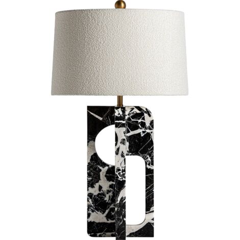 Lampe de salon art déco en marbre noir finition artisanale - Marbre noir et blanc naturel