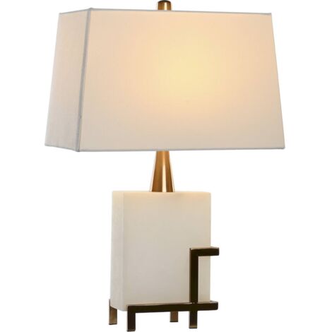 Lampe de salon élégance marbre blanc et or - Blanc marbré et touches métalliques dorées